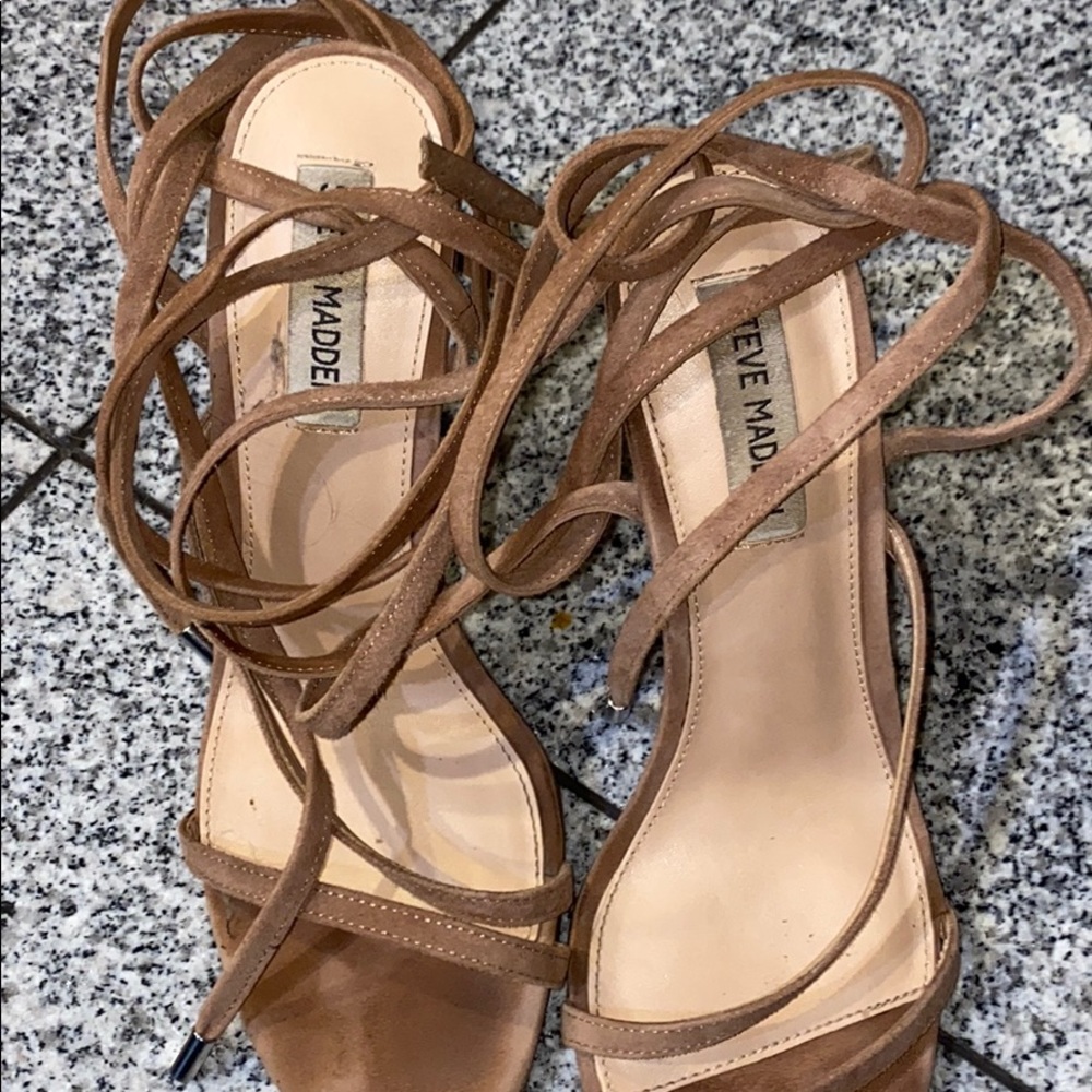 Steve Madden 3” Tan Suede Leather Open Toed Sandal - image 3